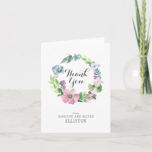 Boho Watercolor Blommor & Fjäril   Tack Kort