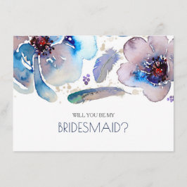 Boho Watercolor Blommor- Vill du vara min brudtärn Inbjudningar