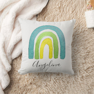 Boho Watercolor Blue Rainbow Nursery Decor Kudde