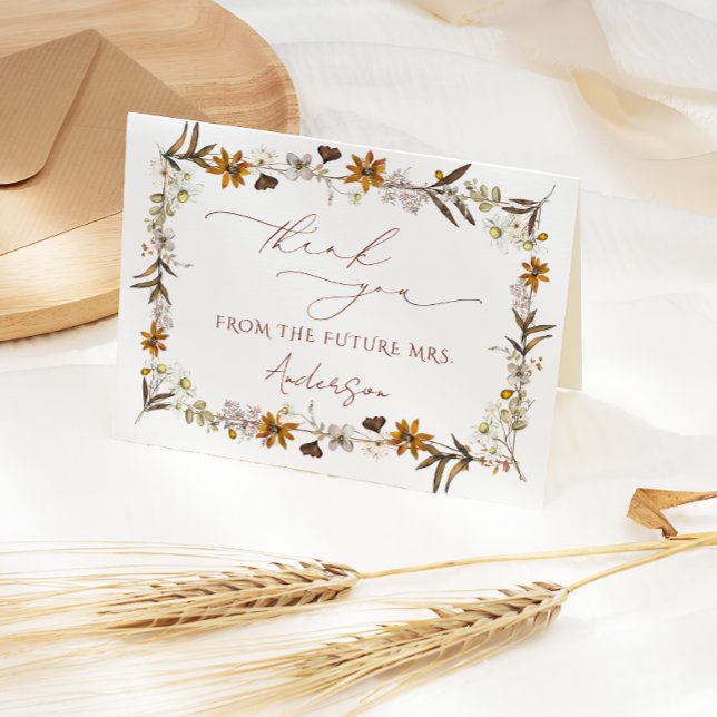 Boho Watercolor Botanical Möhippa Tack Kort (Skapare uppladdad)