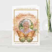 Boho Watercolor Butterfly Funeral Program Template