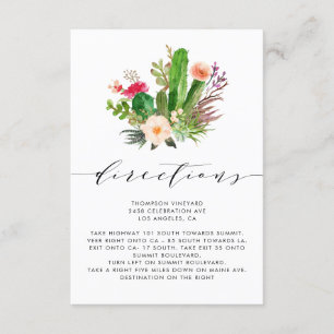 Boho Watercolor Cactus Bröllop Directions Tilläggskort