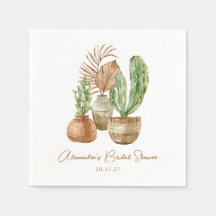 Boho Watercolor Cactus Pampas Plant Möhippa