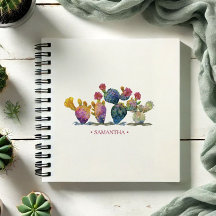 Boho Watercolor Cactus Personalized Journaling