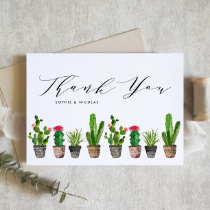 Boho Watercolor Cactus Summer Bröllop Tack Kort