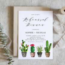 Boho Watercolor Cactus Summer Rehearsal Middag