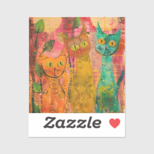 Boho Watercolor Cats - Earthy Kattdjur Art. 2 Klistermärken