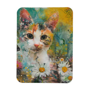 Boho Watercolor Cats - Earthy Kattdjur Art (3) Magnet