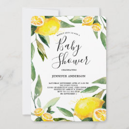 Boho Watercolor Citron Krans Baby Shower Inbjudningar