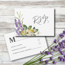 Boho Watercolor Citron & Lavendel Bröllop RSVP