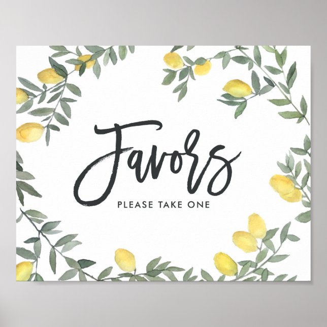 Boho Watercolor Citronkrans Bröllagsgunst Poster (Framsidan)