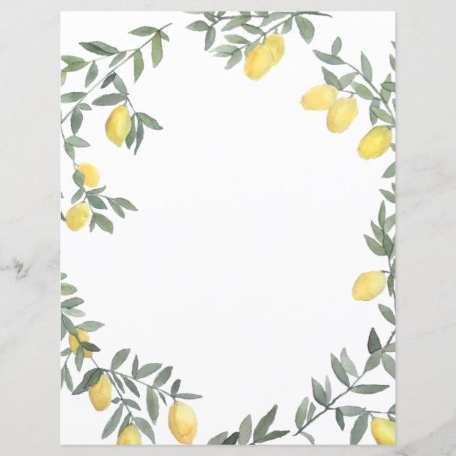 Boho Watercolor Citronkrans Personlig Kort (Framsida)