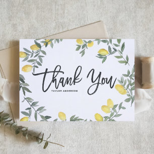 Boho Watercolor Citronkrans Sommar Tack Kort