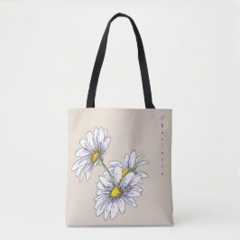 Boho Watercolor Daisy Floral Beige Christmas Gift Tygkasse