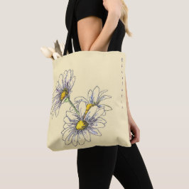 Boho Watercolor Daisy Floral Cream Christmas Gift Tygkasse