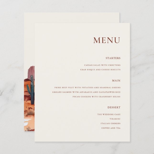 Boho Watercolor Desert Bröllop (Fram/baksida)