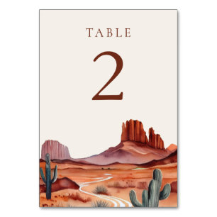 Boho Watercolor Desert Bröllop Bordsnummer