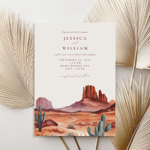 Boho Watercolor Desert Bröllop Inbjudningar