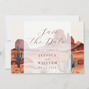 Boho Watercolor Desert Bröllop Spara Datumet
