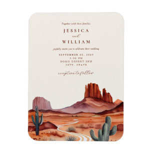 Boho Watercolor Desert bröllopsinbjudan Magnet