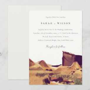 Boho Watercolor Desert Ligcape Wedding bjudande in Tack Kort