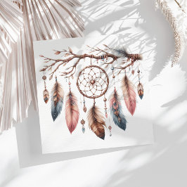 Boho Watercolor Dreamcatcher & Feather Baby Shower Pappersservett