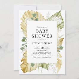 Boho Watercolor Dried Handflatan Löv Baby Shower Inbjudningar