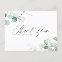Boho Watercolor Eucalyptus Bröllop Tack Vykort
