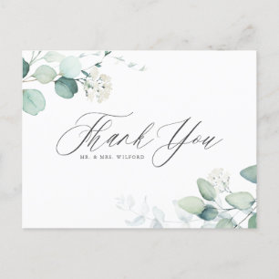 Boho Watercolor Eucalyptus Bröllop Tack Vykort