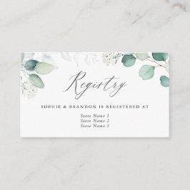 Boho Watercolor Eucalyptus Löv Bröllop Registry Tilläggskort