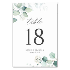 Boho Watercolor Eucalyptus Löv Greenery Bröllop Bordsnummer