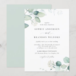 Boho Watercolor Eucalyptus Löv Greenery Bröllop Inbjudningar