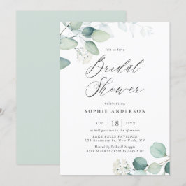 Boho Watercolor Eucalyptus Löv Möhippa in Inbjudningar