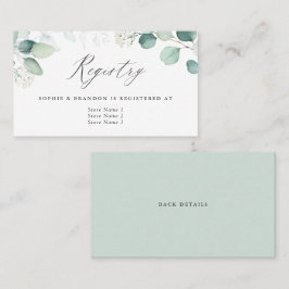 Boho Watercolor Eucalyptus Löv Registry Card Visitkort