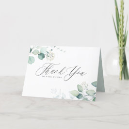 Boho Watercolor Eukalyptusblad Greenery Bröllop Tack Kort