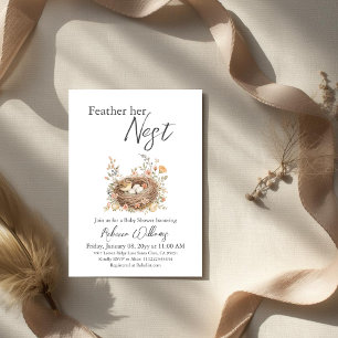 Boho Watercolor Fågelbo Baby Shower Inbjudningar