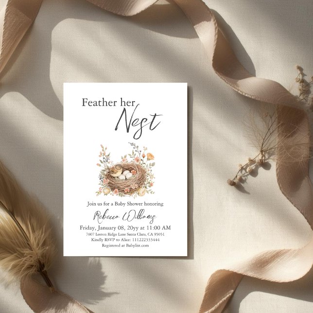 Boho Watercolor Fågelbo Baby Shower Inbjudningar (Skapare uppladdad)