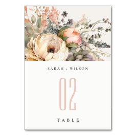 Boho Watercolor Fall Autumn Blommigt Bunch Bröllop Bordsnummer