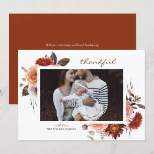 Boho Watercolor Fall Flowers Photo Thanksgiving