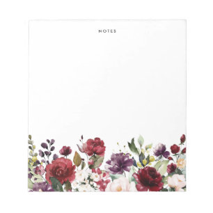 Boho Watercolor Fall Red och Lila blommor Anteckningsblock