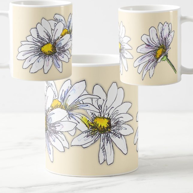Boho Watercolor Floral Daisy Christmas Gift Kaffemugg (Skapare uppladdad)