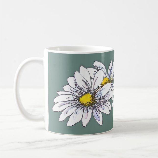 Boho Watercolor Floral Daisy Christmas Gift Kaffemugg (Vänster)