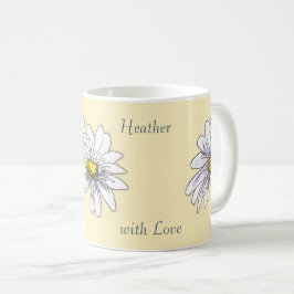 Boho Watercolor Floral Daisy Custom Christmas Gift Kaffemugg