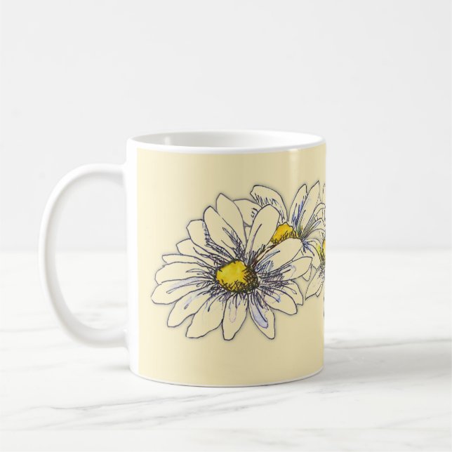 Boho Watercolor Floral Daisy Custom Christmas Gift Kaffemugg (Vänster)