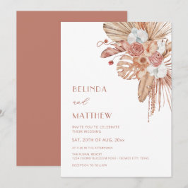 Boho Watercolor Flowers Casual Wedding Inbjudningar