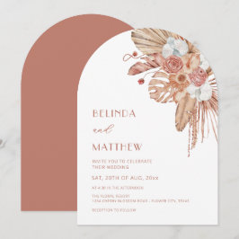 Boho Watercolor Flowers Casual Wedding Inbjudningar
