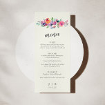 Boho Watercolor Flowers Elegant bröllop Anpassning Meny<br><div class="desc">Enkel Boho Watercolor Flowers Modern Elegant bröllop Anpassningsbar Menu</div>