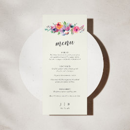 Boho Watercolor Flowers Elegant bröllop Anpassning Meny