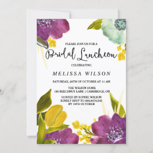 Boho Watercolor Flowers Möhippa Luncheon-inbjudan Inbjudningar