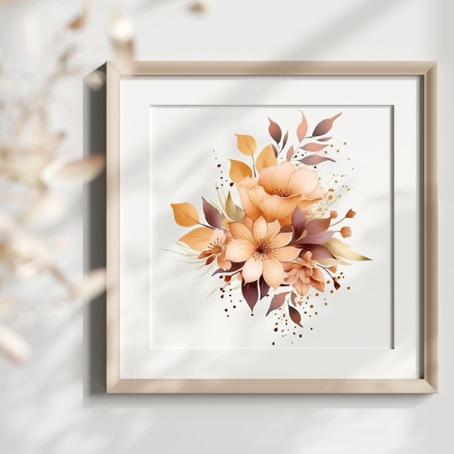 Boho Watercolor Flowers Stänk Art Splatter Poster (Skapare uppladdad)